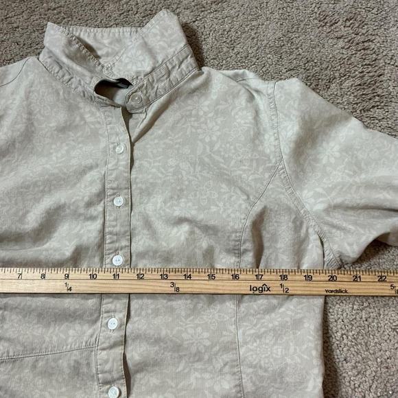 Merrell Womens Long Sleeve Button Up Shirt Beige Floral Print bio-blend Size XL - Picture 3 of 8